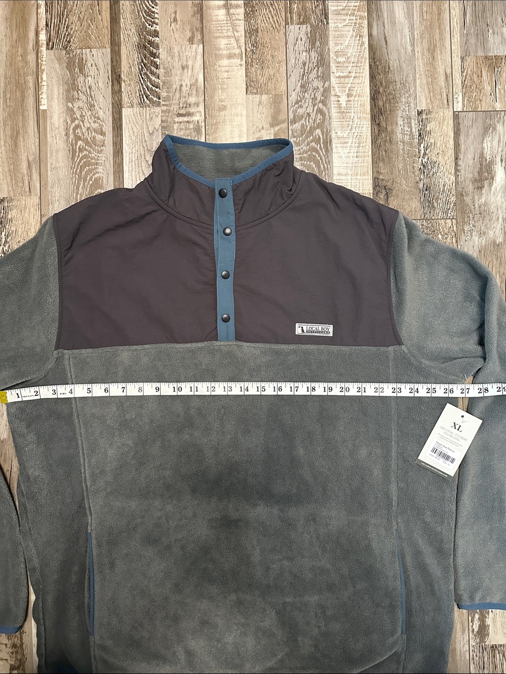 Men's Local Boy Quarter Snap Fleece Pullover - Gray and Blue NWT! - Picture 6 of 8